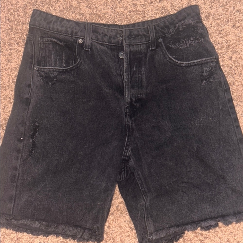 Wild Fable Black Jean Shorts Distressed Raw Hem